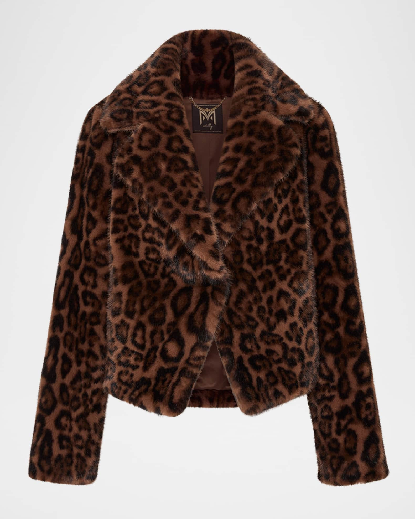 Arya Leopard-Print Faux Fur Jacket | Neiman Marcus