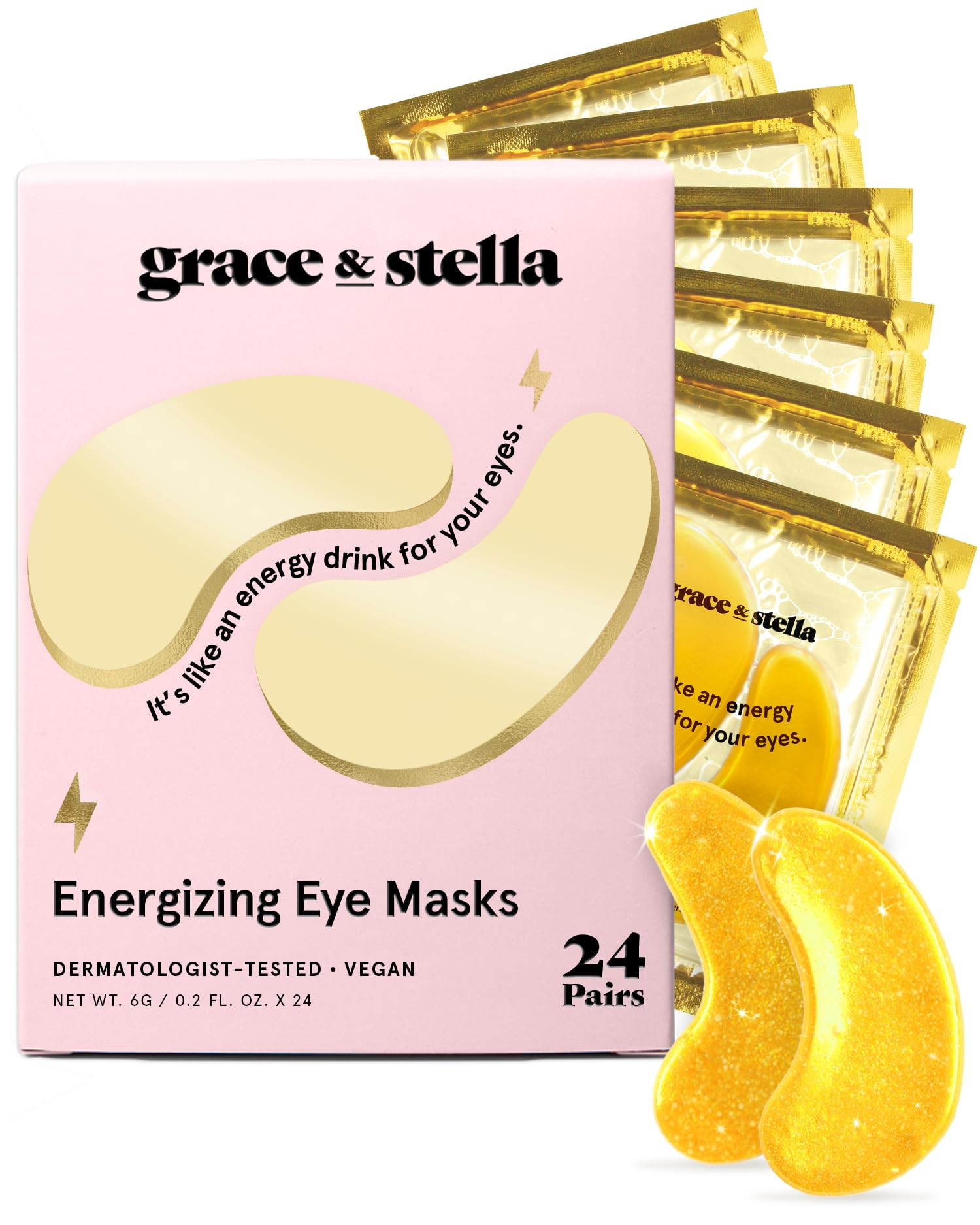 grace & stella Award Winning Under Eye Mask - Travel Essentials - Birthday Gifts for Women - Gel Eye Patches for Dark Circles, Puffy Eyes, Wrinkles, Undereye Bags - Vegan - Self Care (24 Pairs, Gold) | Amazon (US)
