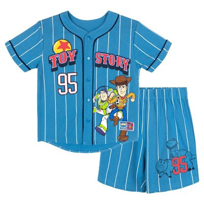 Disney Toy Story Toddler Boys Baseball Jersey Athletic T-Shirt and Shorts Outfit Set Blue 3T | Target