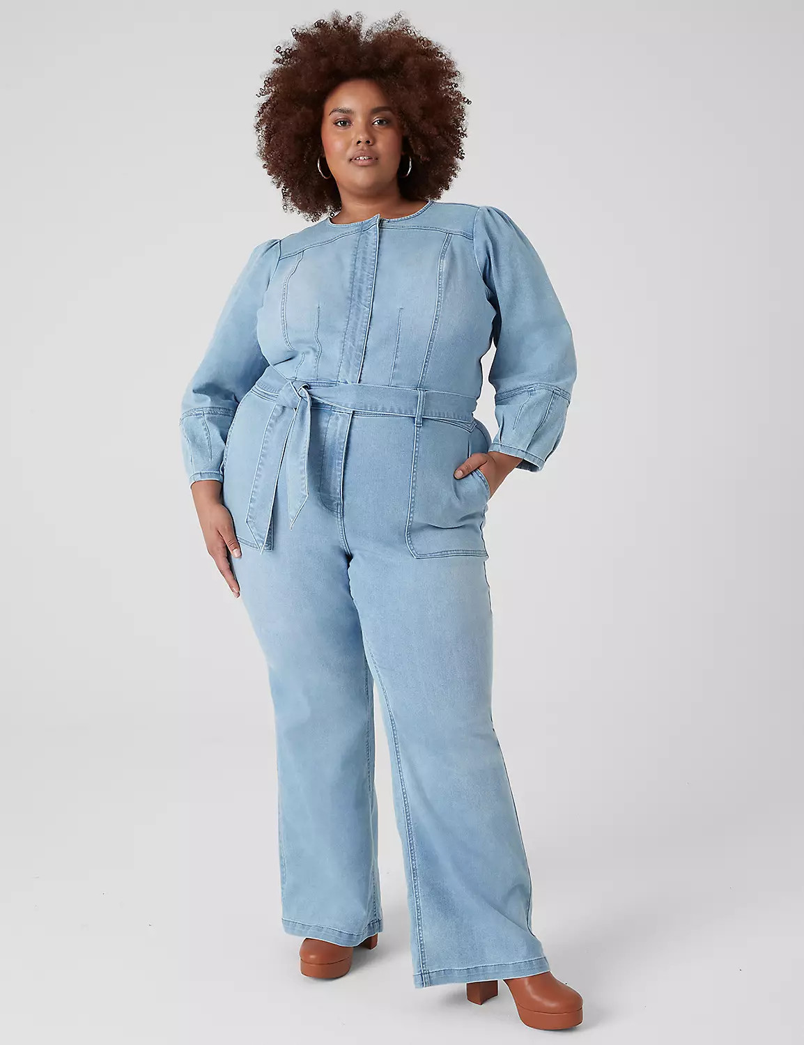 Denim Long-Sleeve Jumpsuit | LaneBryant | Lane Bryant (US)