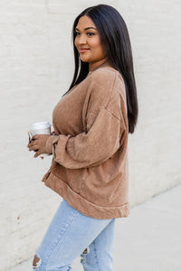 Top Knot Mama Camel Pullover - Krista X Pink Lily | Pink Lily