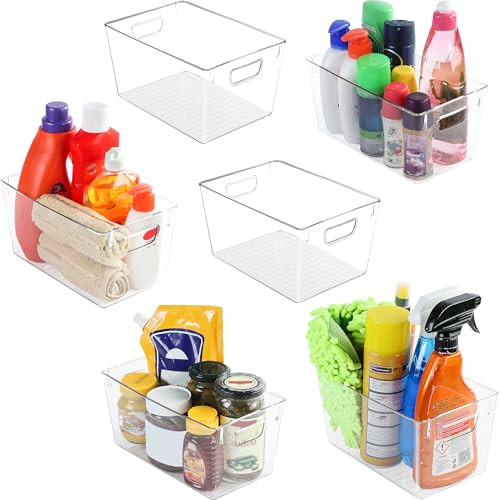 Utopia Kitchen Clear Organizer Bins - 6 Pack Pantry Organizers and Storage Bins - Medium Clear Storage Containers for Organizing - Clear Storage Bins For Fridge, Kitchen Organization and Storage | Amazon (US)