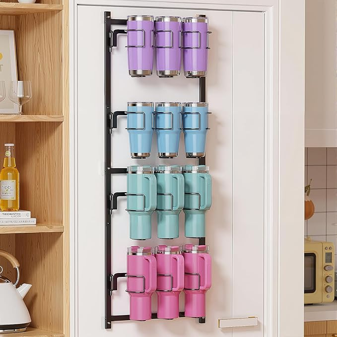 Housolution Water Bottle Organizer, 4 Tier Heavy Duty Metal Tumbler Storage Organizer for 10 to 4... | Amazon (US)