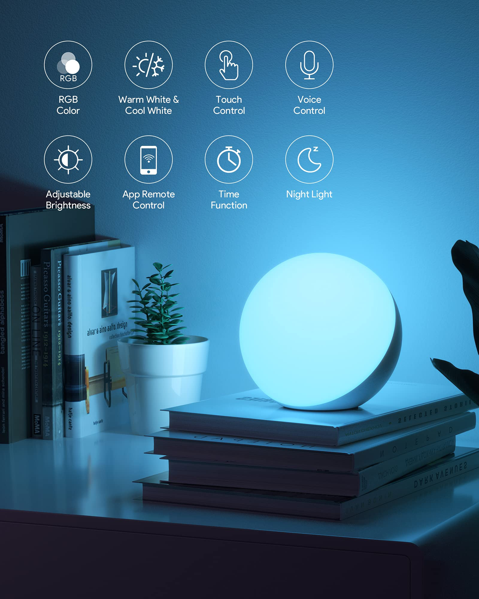 Hifree Smart Table Lamp, Dimmable Desk Lamp with App/Voice Control, LED RGB Color Changing Touch ... | Amazon (US)