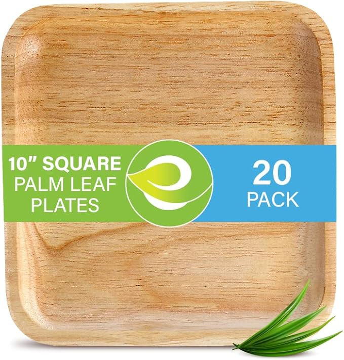 ECO SOUL 100% Compostable, Biodegradable, Disposable Palm Leaf Plates | Like Bamboo Plates, Eco-f... | Amazon (US)