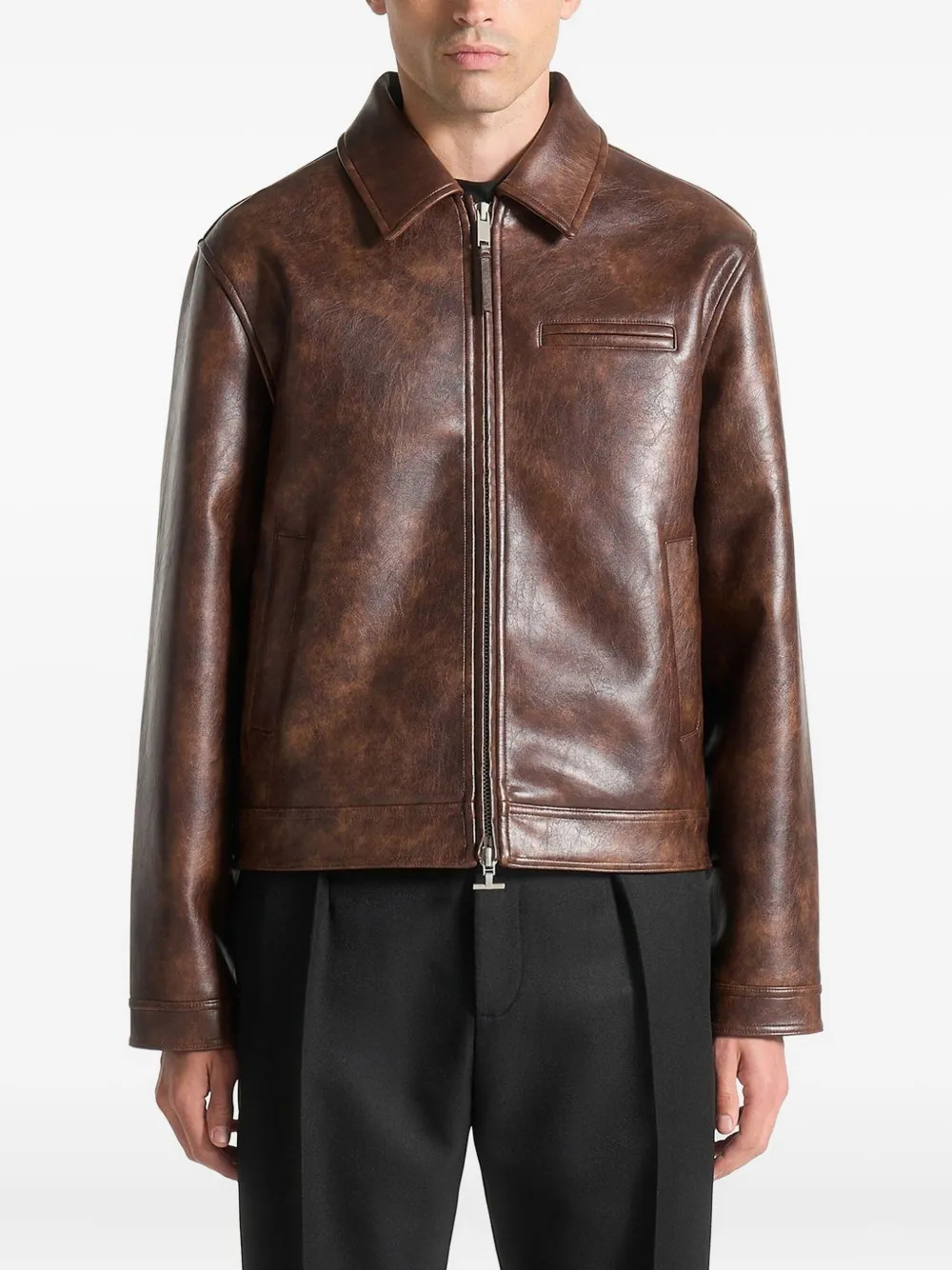 Manière De Voir Laurent - vintage leather jacket - brown | Farfetch Global