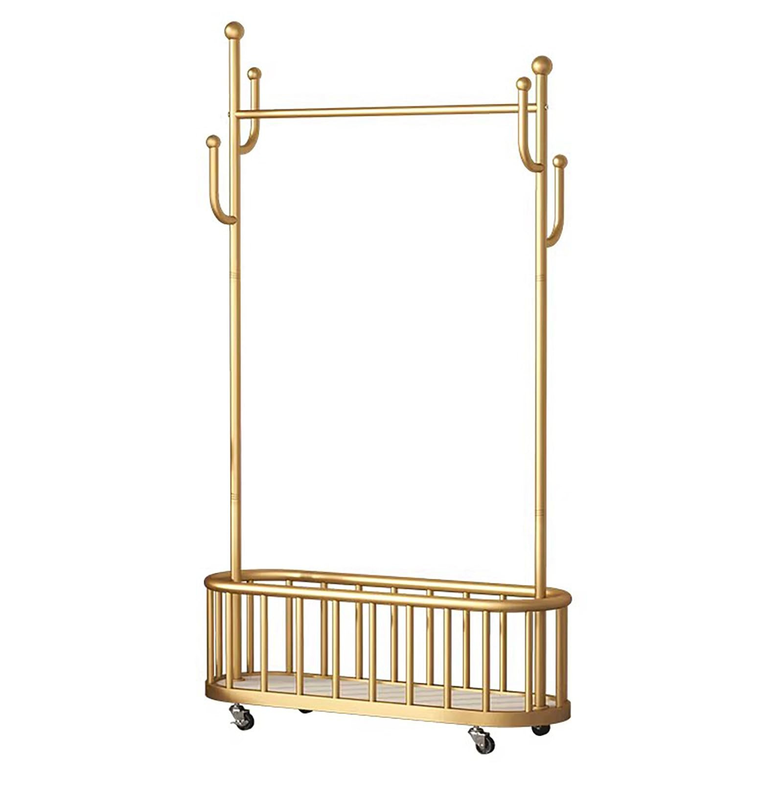 Amazon.com: DRAMLOR Gold Rolling Clothes Rack Heavy Duty Metal Gold Garment Rack with Basket and ... | Amazon (US)