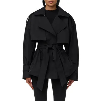 Naked Wardrobe Nylon Bubble Trench Coat in Noir Green at Nordstrom, Size Large | Nordstrom