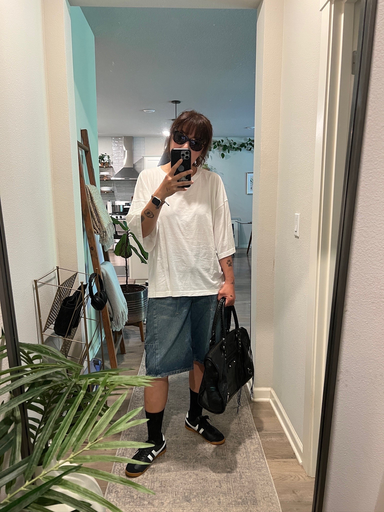 Sunglasses : One Size
Top: Large
Shorts : 28
Shoes : 9

*Denim short color, true blue, is no longer available.

#LTKootd #LTKOver40
