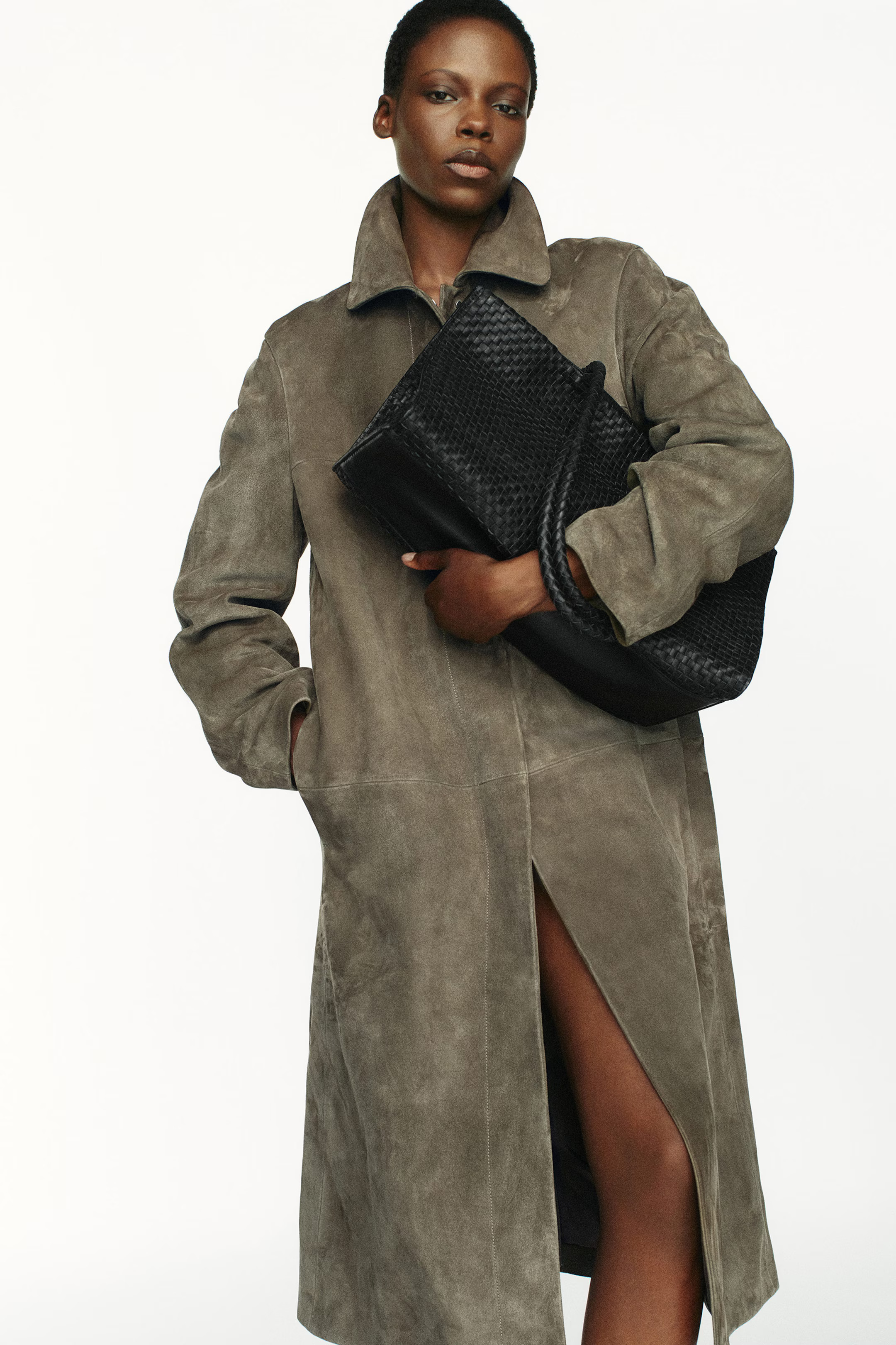 COLLARED SUEDE COAT - KHAKI | COS | COS (EU)