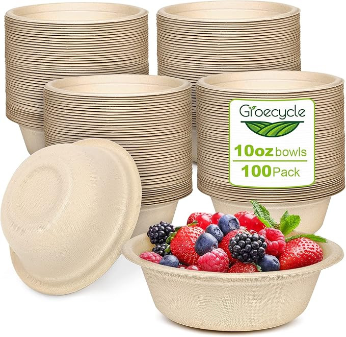 Paper Bowls 10 oz, 100 Pack Small Disposable Bowls, Heavy Duty Bowls For Hot Soup, Ice Cream, Fru... | Amazon (US)
