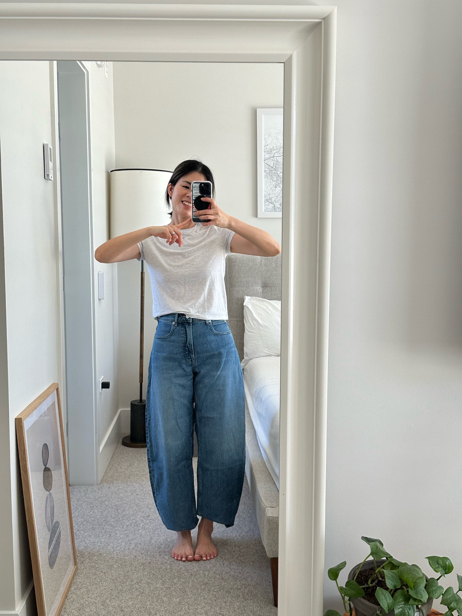 Everlane curve jeans. I sized up 1 size. 

Tee is tts. I’m in xs

#LTKcanada