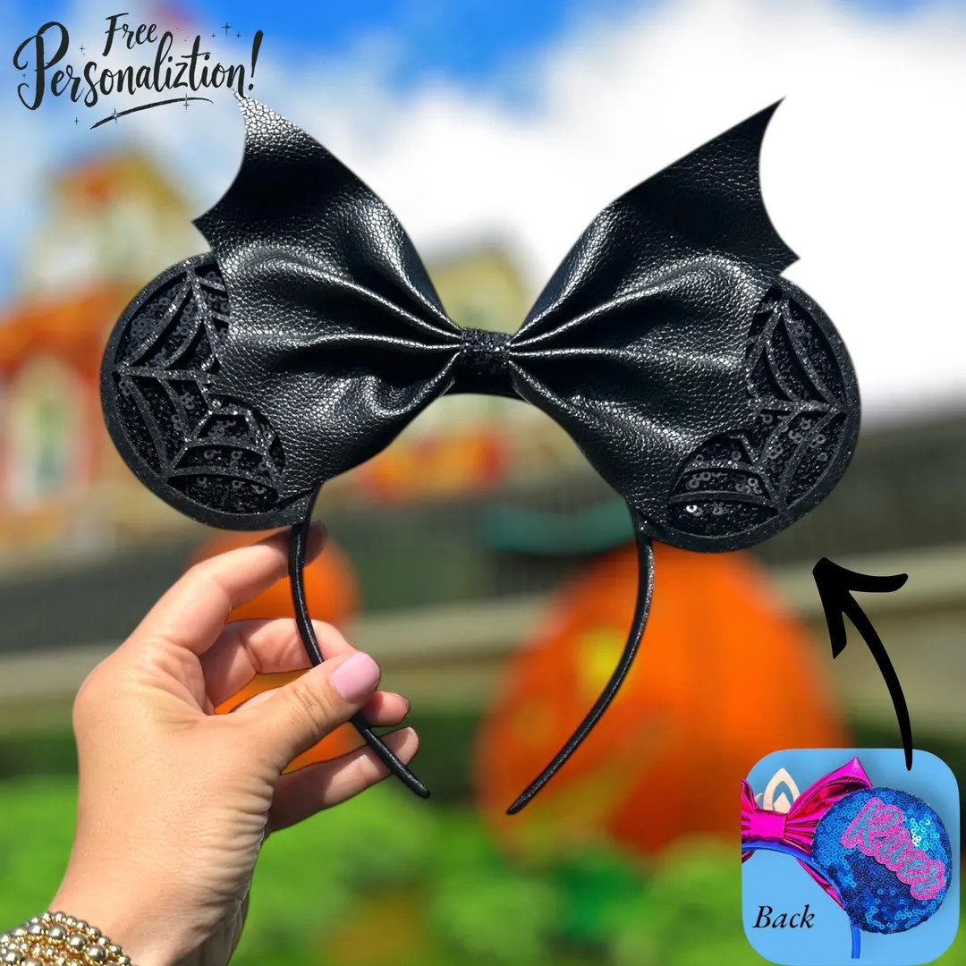 Halloween Minnie Mouse Ears: Spiderweb Sequin Headband - Etsy | Etsy (US)