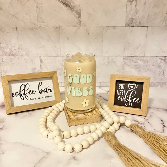 Good Vibes Beer Can Glass | Iced Coffee Glass | Soda Glass Can | Glass Coffee Cup | Aesthetic Gla... | Etsy (US)