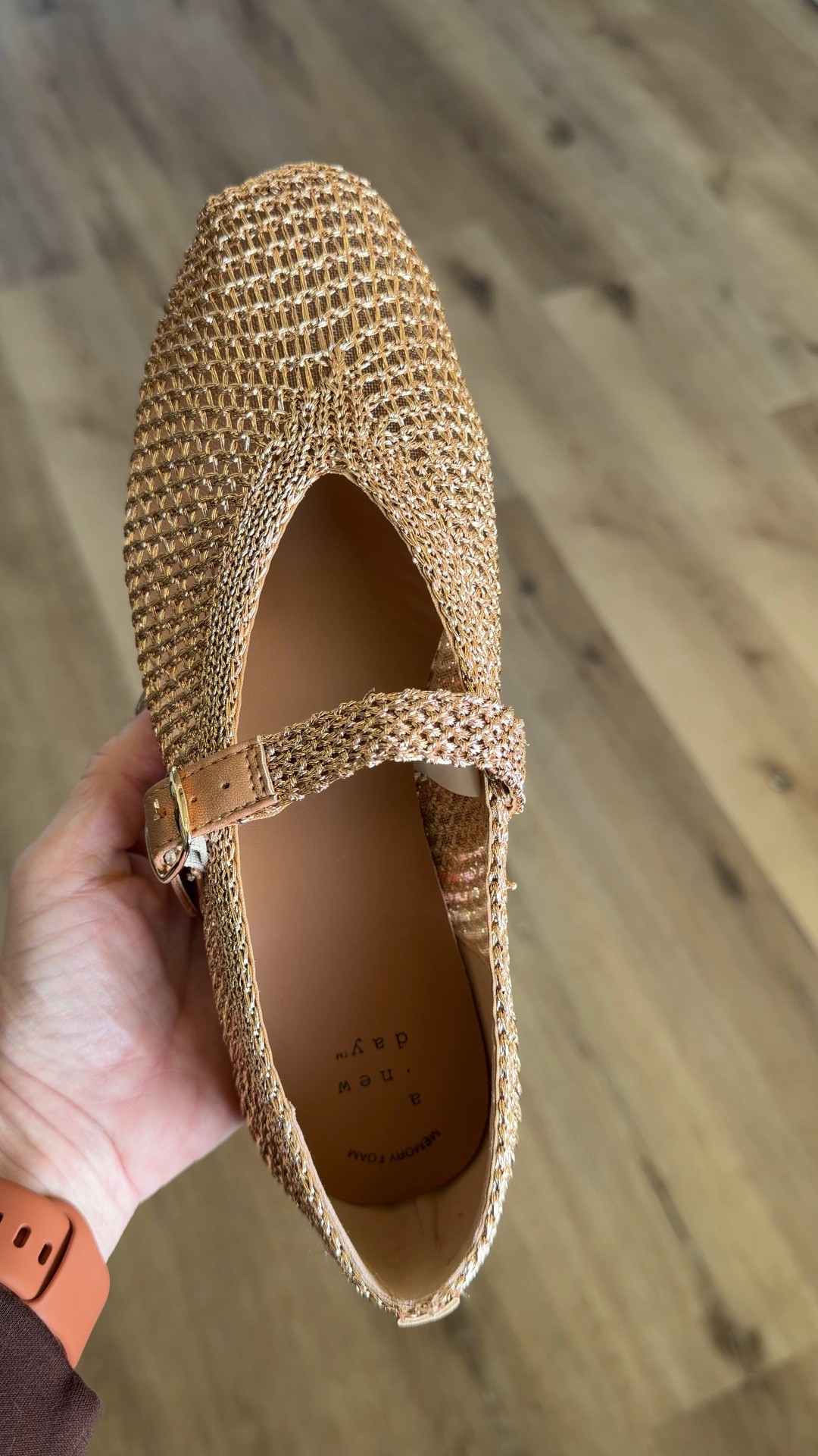 Super cute gold woven flats.  The 7 ran big on me.  Need to size down to 6.5.  