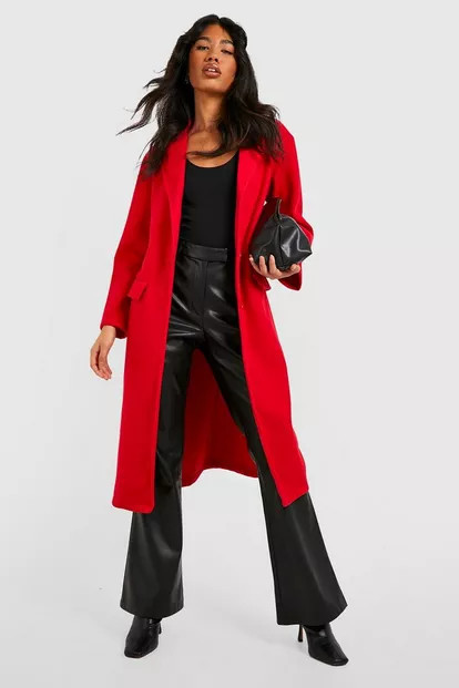 Wool Look Synched Waist Detail Coat | Boohoo.com (US & CA)