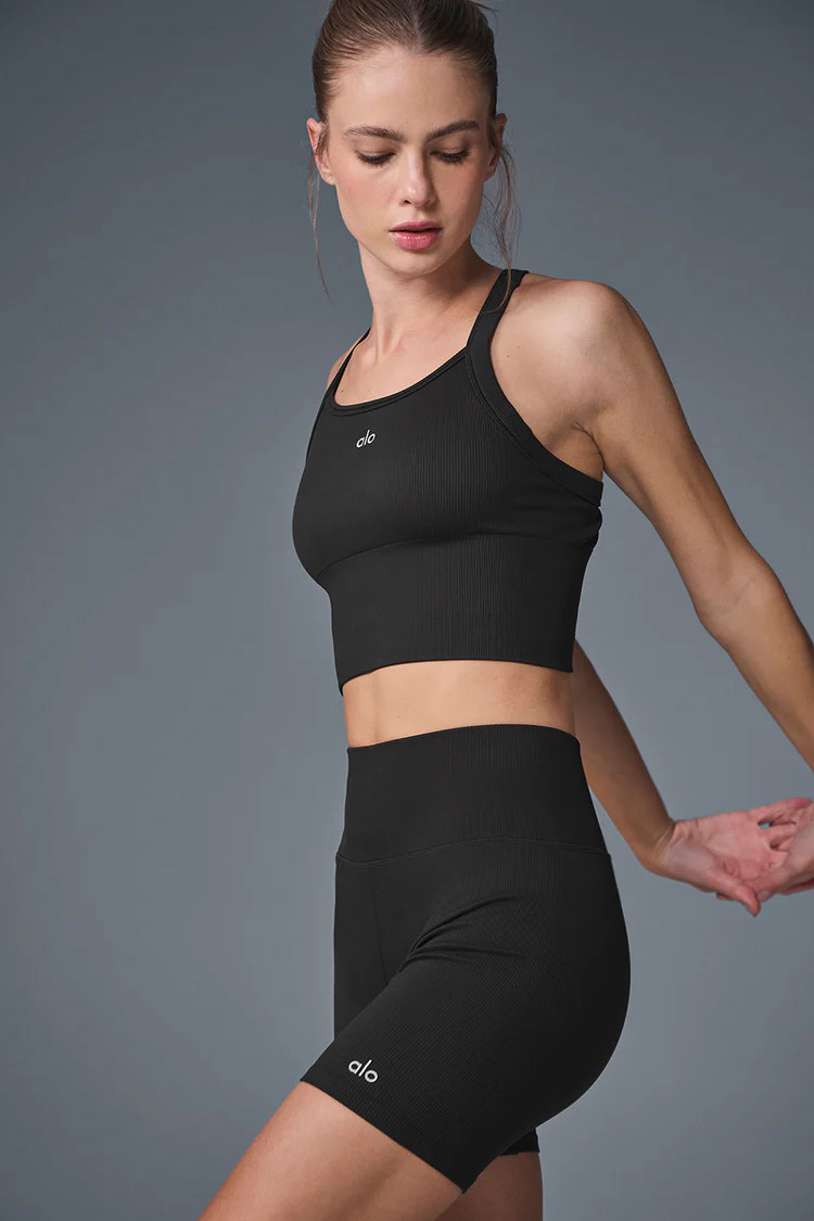 Seamless Ribbed Favorite Bra Tank - Black | Alo Yoga (US)