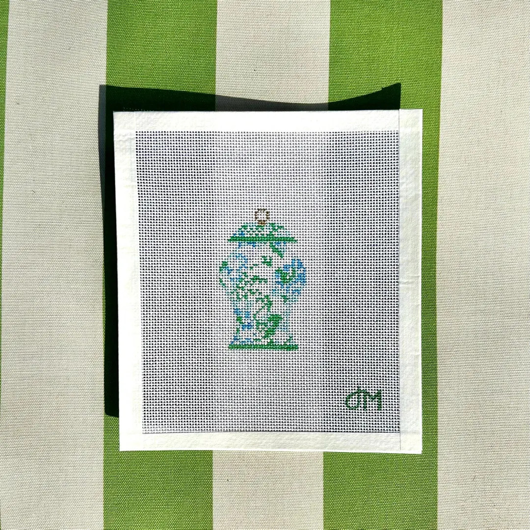 Chinoiserie Ginger Jar Needlepoint Canvas: Hand-painted Ornament (2x3 In) in Green, Blue, White -... | Etsy (US)