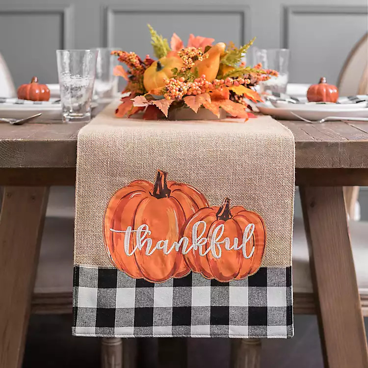 Thankful Buffalo Check Table Runner | Kirkland's Home
