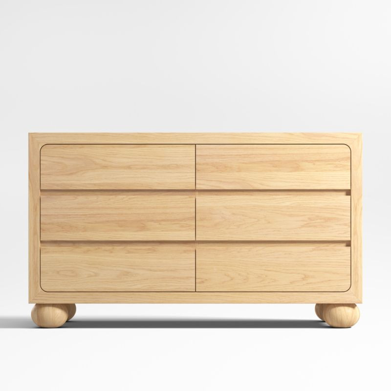 Emery Natural Oak Wood Wide 6-Drawer Kids Dresser + Reviews | Crate & Kids | Crate & Barrel