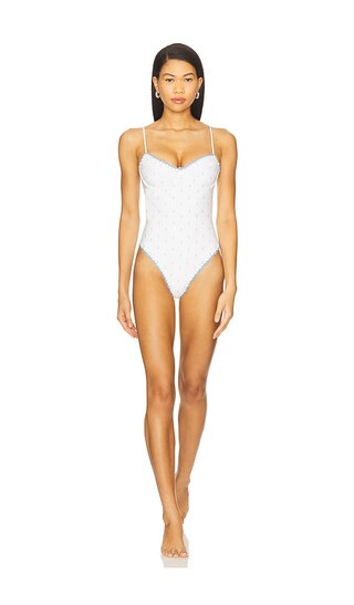 x REVOLVE Sherry One Piece in Ivory & Blue Ditsy | Revolve Clothing (Global)