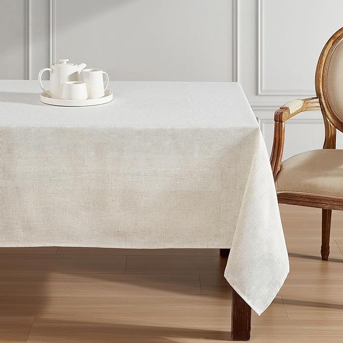 Laura Ashley Dothan Luxury Linen Blend Tablecloth for Formal Dining, Holiday, Wedding or Party, 6... | Amazon (US)