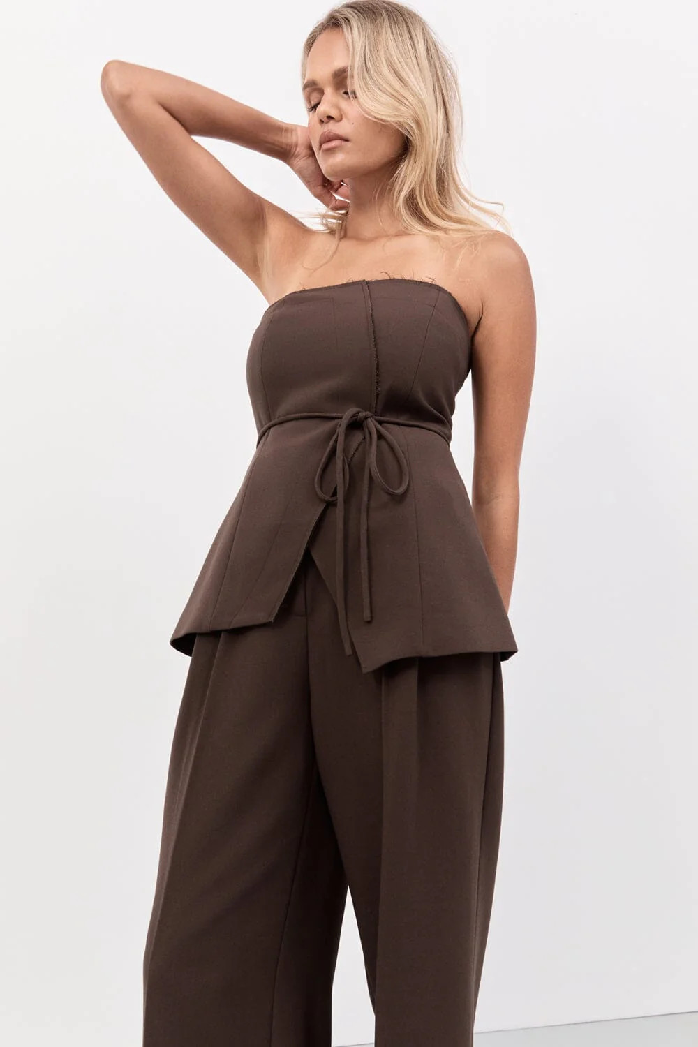 JULIE BITTER CHOC STRAPLESS TOP | DISSH