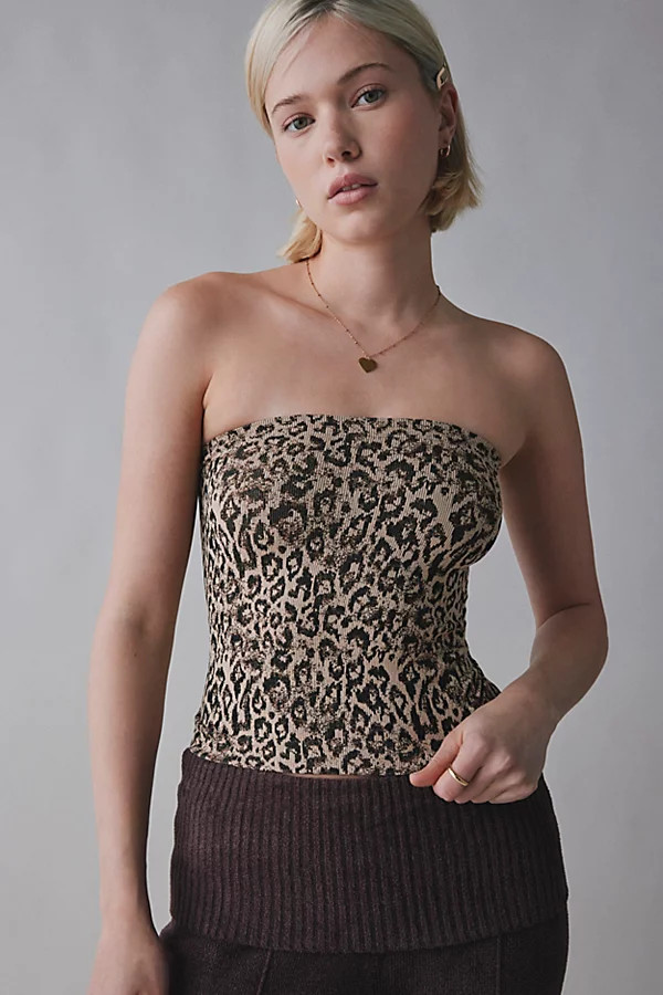 Out From Under Leopard Print Seamless Knit Tube Top | Urban Outfitters (US and RoW)
