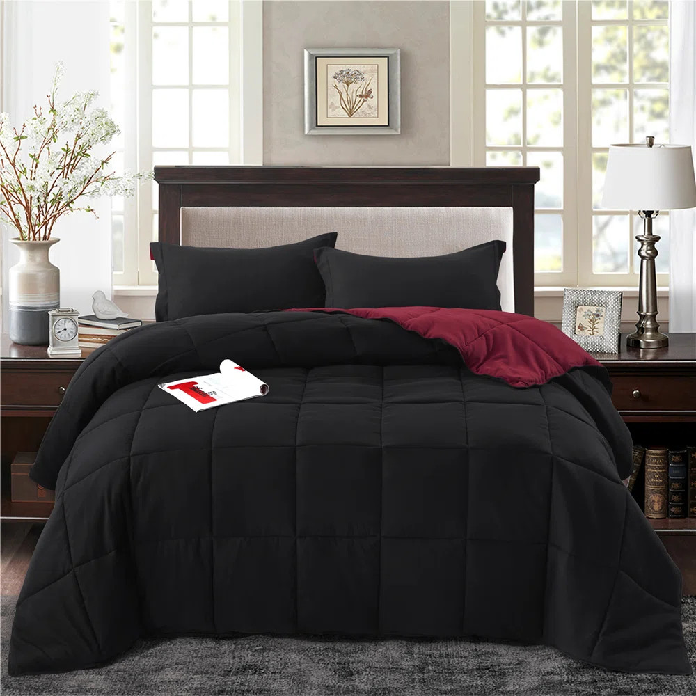 3pc Comforter Set - All Season Reversible Down Alternative Comforter with Two Shams - Breathable,... | Wayfair North America