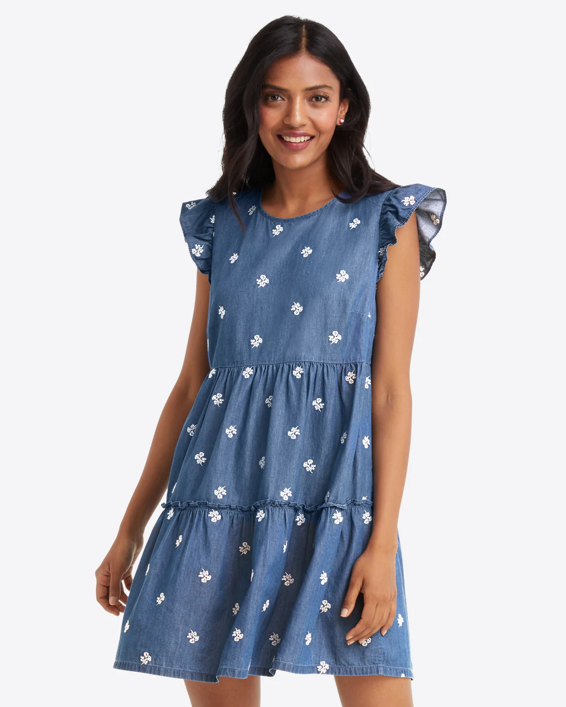 Crystal Dress in Embroidered Chambray | Draper James (US)