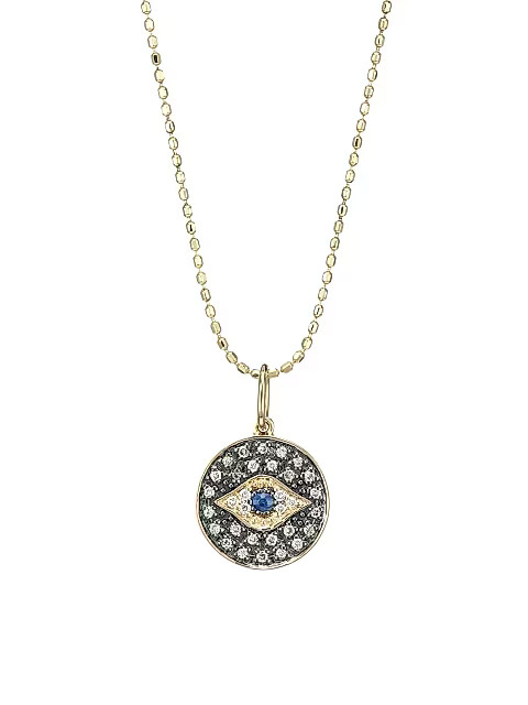 Diamond & 14K Gold Small Evil Eye Medallion Pendant Necklace | Saks Fifth Avenue