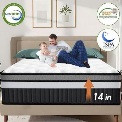 14 Inch King Mattress, Gel Memory Foam Hybrid Mattress in a Box, Pocket Spring Support with Motion Isolation & Pressure Relief,Medium Firm,CertiPUR-US | Target