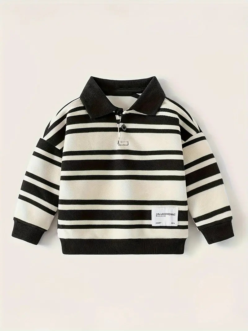 Stylish Boys' Striped Knit Top - Soft, Warm, Comfy Long Sleeve Lapel Design for Summer - Perfect ... | Temu Affiliate Program
