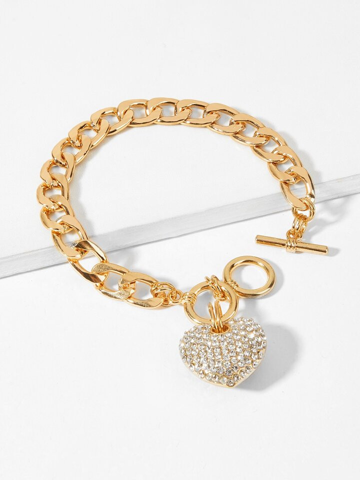 Armband mit Strass Herz Anhänger | SHEIN
