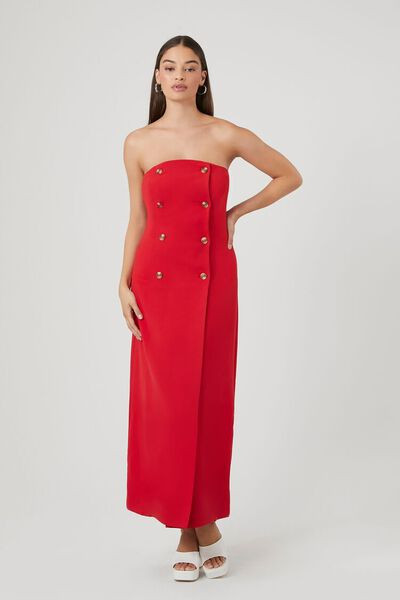 Double-Breasted Strapless Maxi Dress | Forever 21 | Forever 21 (US)