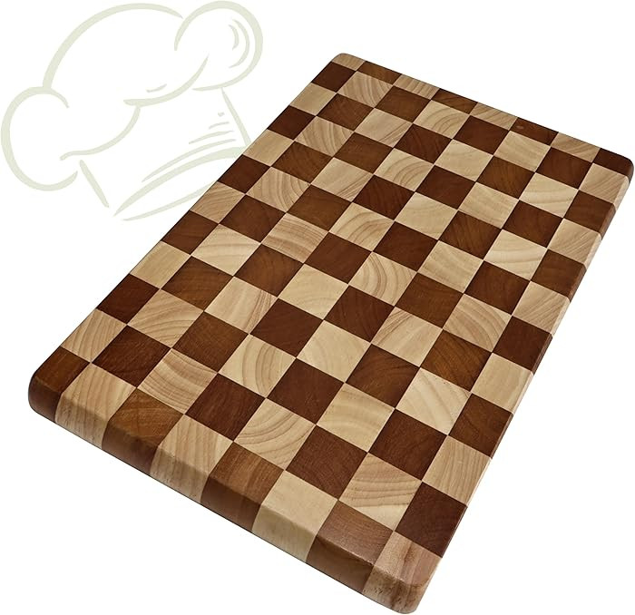Checkered Acacia Wood Cutting Board for Kitchen – Wooden Chopping Board, Durable Butcher Block ... | Amazon (US)