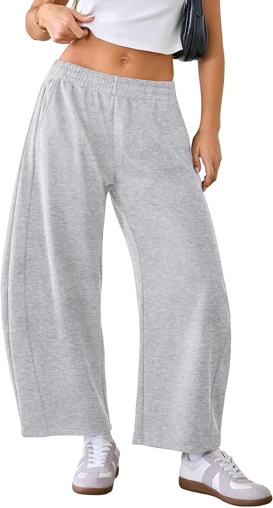 FAIABLE Womens Wide Leg Sweatpants Barrel Cropped Baggy Sweat Pants with Pockets, Drawstring & Re... | Amazon (US)