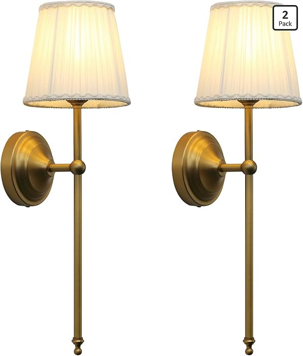Phansthy Hardwired Brass Boho Wall Sconces Set of 2, Vintage Industrial Wall Lights 2 Pack, Vanit... | Amazon (US)