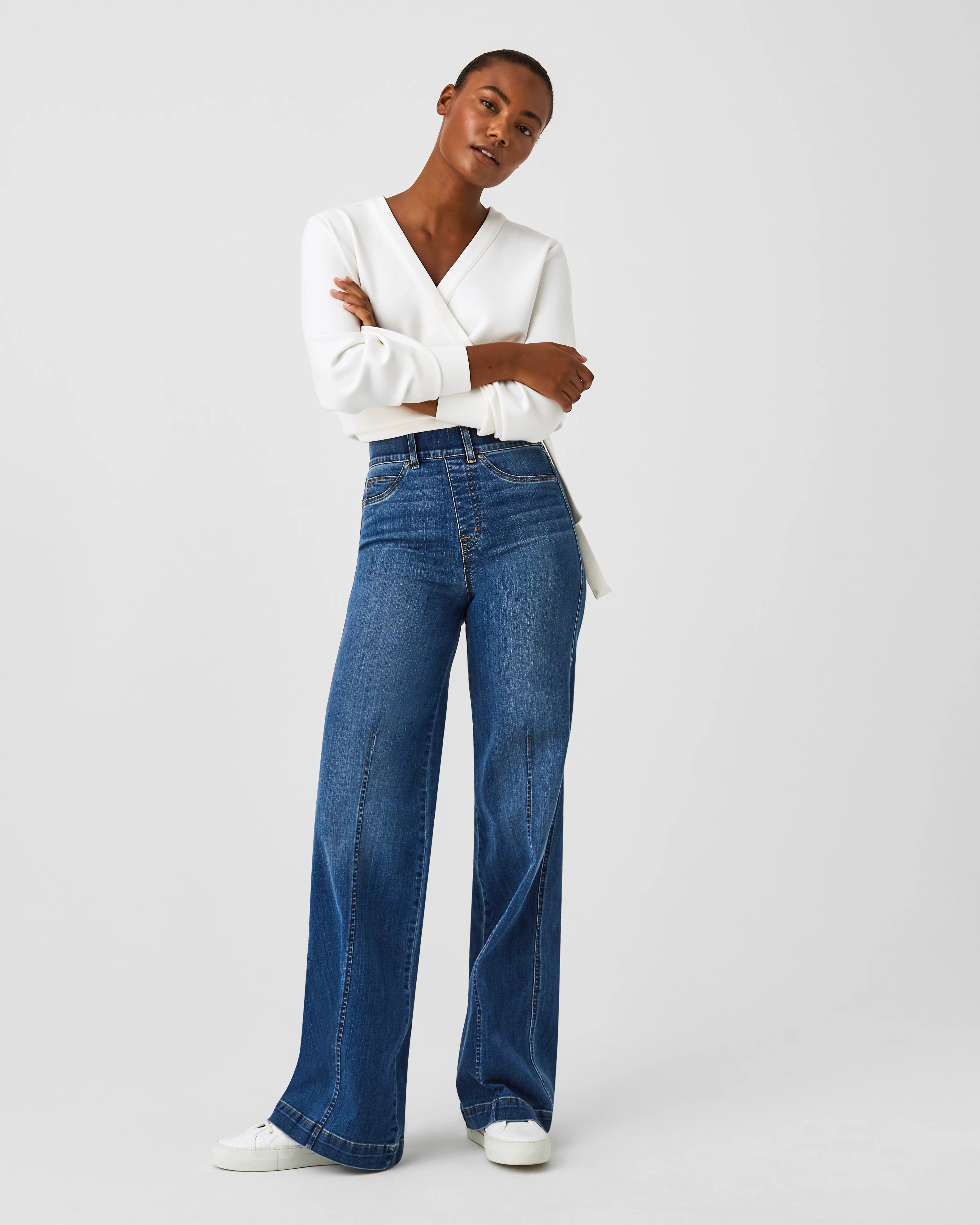 Seamed Front Wide Leg Jeans, Vintage Indigo | Spanx