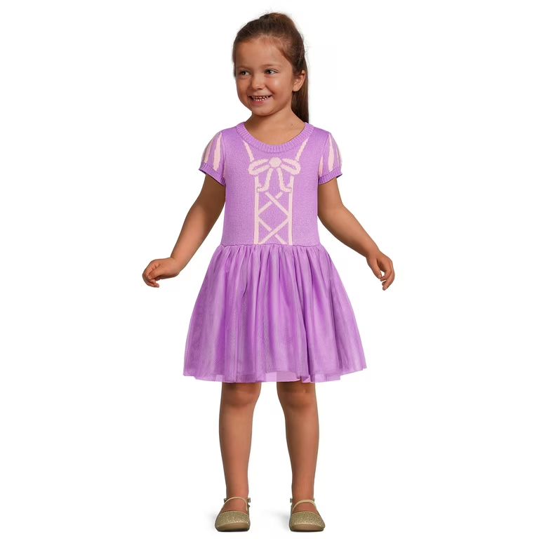 Disney Tangled Toddler Girls Rapunzel Cosplay Sweater Dress, 12 Months-5T | Walmart (US)
