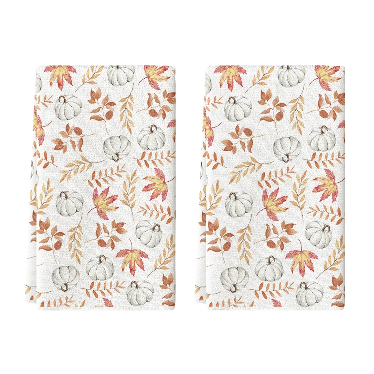 Smile Fall Leaves Pumpkins Kitchen Dish Towels 18x26 Inch Set of 2 | Walmart (US)