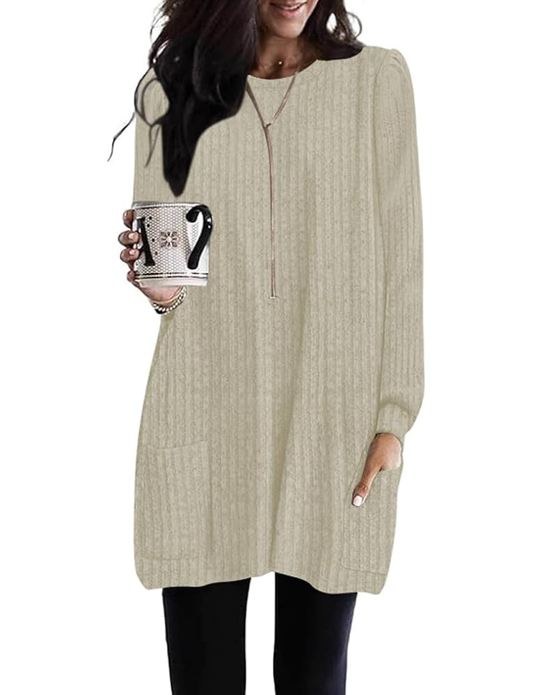 2025 Long Shirts for Women to Wear with Leggings Long Sleeve Tunic Tops Loose Fit Dressy Tunic Sw... | Amazon (US)