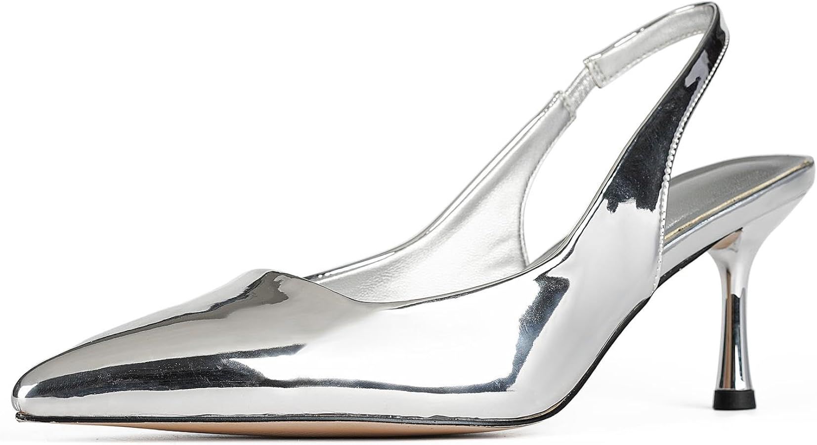 DREAMCIA Slingback Pumps Shoes Metallic Silver Shoes for Women with Pointed Toe | Amazon (CA)