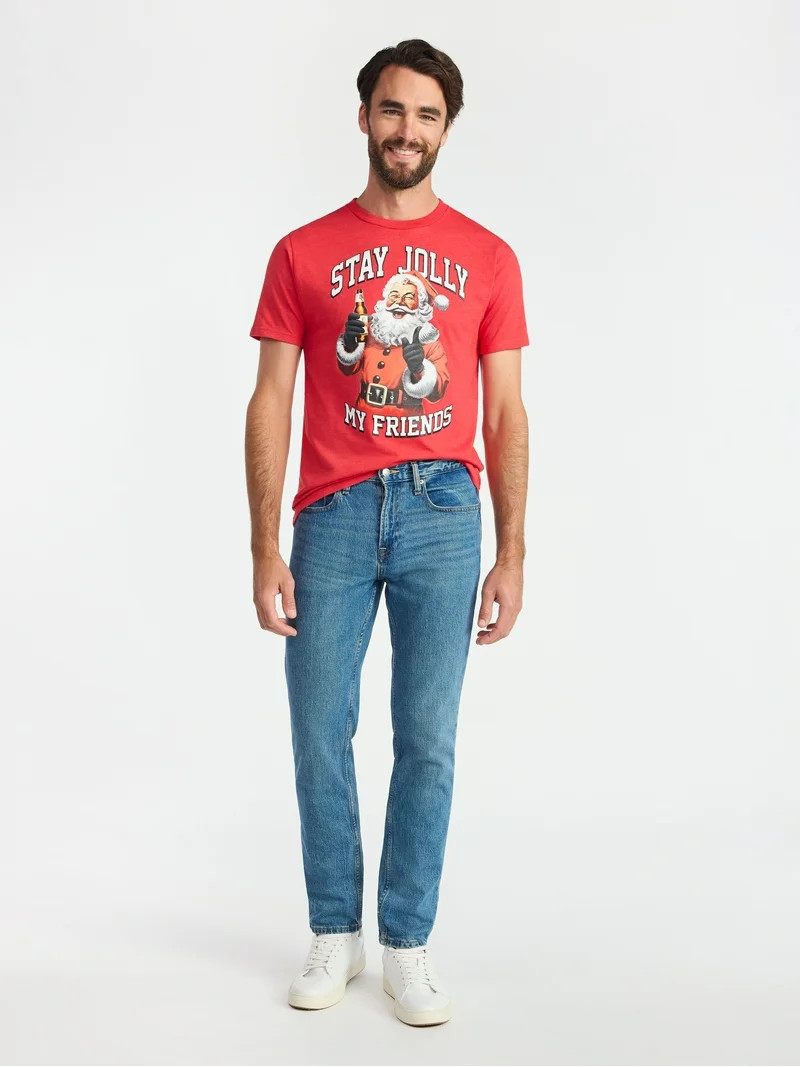 Christmas Men's and Big Men's Stay Jolly Graphic Tee from Holiday Time, Sizes XS-3XL | Walmart (US)
