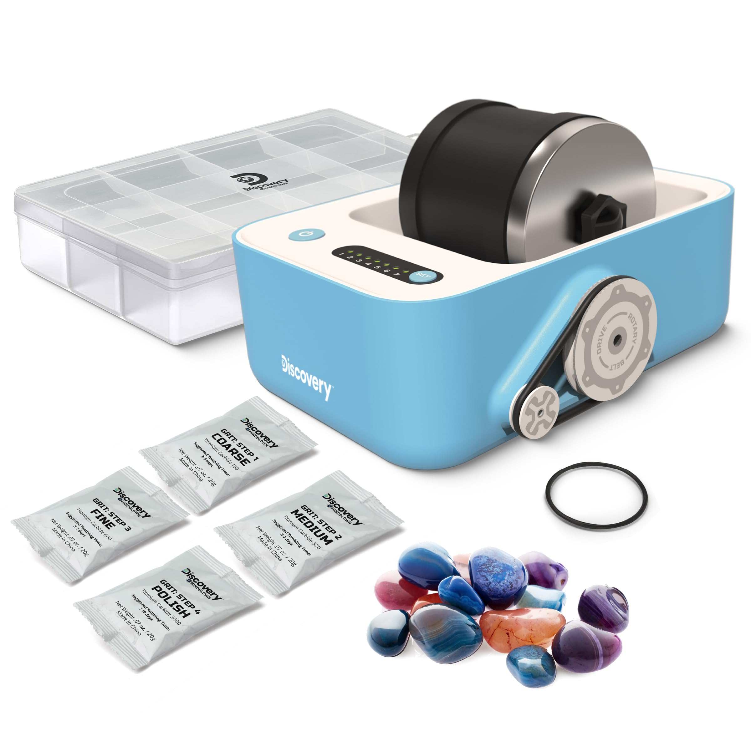 Discovery™ Rock Tumbler Deluxe Set – Stone Polishing Kit with Rocks, 4 Grits, Gem Case| STEM ... | Amazon (US)