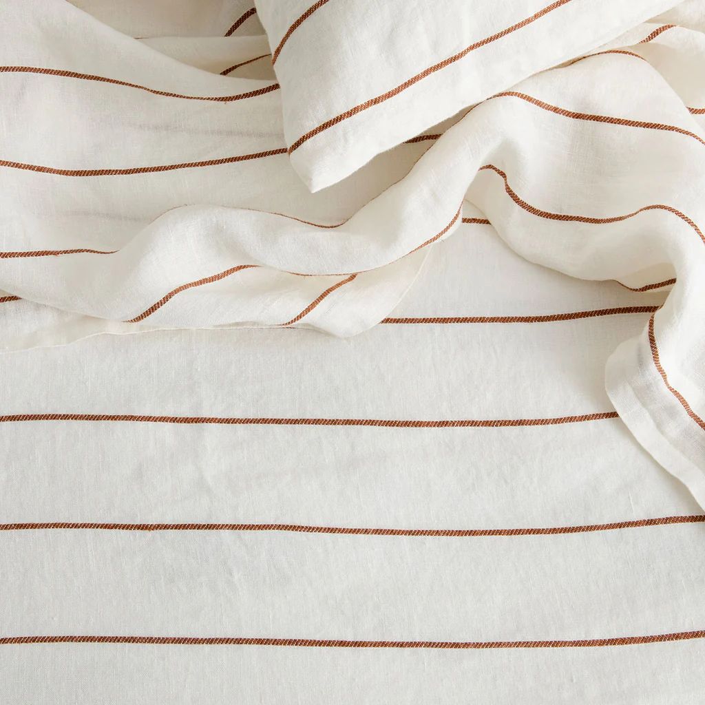 Linen Sheet Set with Pillowcases - Cedar Stripe | Cultiver UK