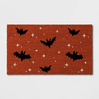 1'4"x2'4" Halloween Bats Coir Doormat Orange - Hyde and EEK! Boutique™: Outdoor Mat, Medium Pile, Shake Clean | Target