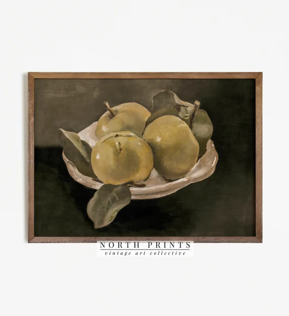 Vintage Kitchen Painting | Green Apple Farmhouse Wall Art | Digital PRINTABLE Download | 1065 | Etsy (US)