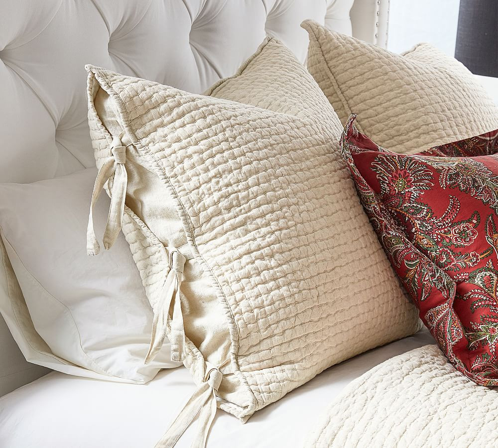 Pick-Stitch Handcrafted Cotton/Linen Quilted Sham | Pottery Barn (US)
