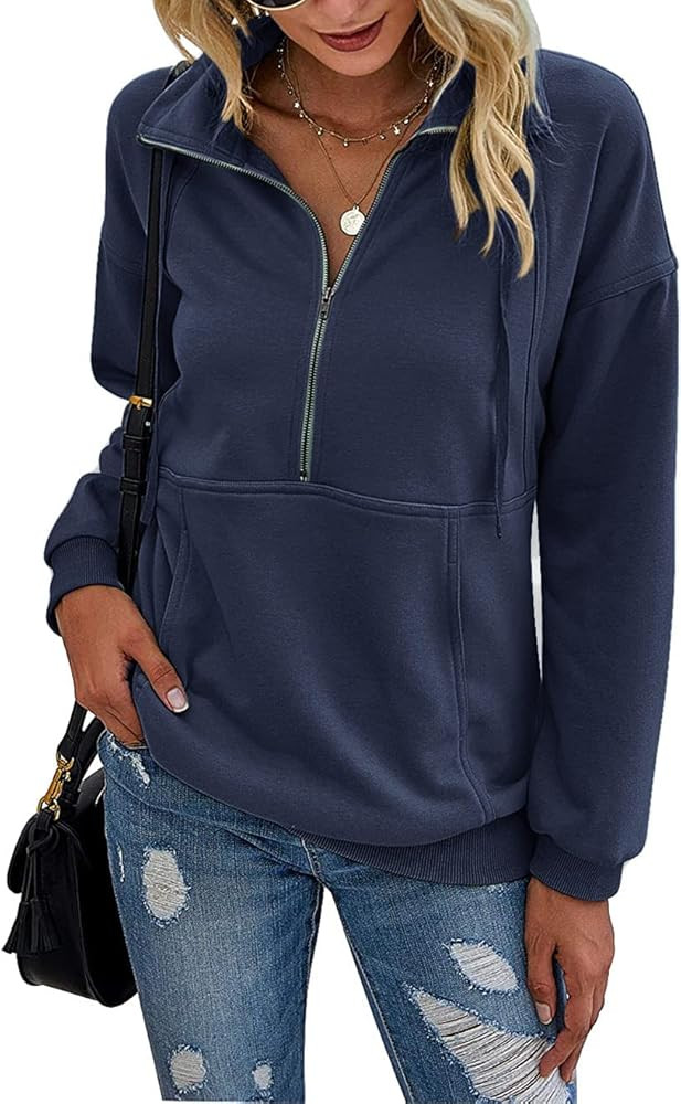 PRETTYGARDEN Womens Lapel Zipper Sweatshirt | Amazon (US)